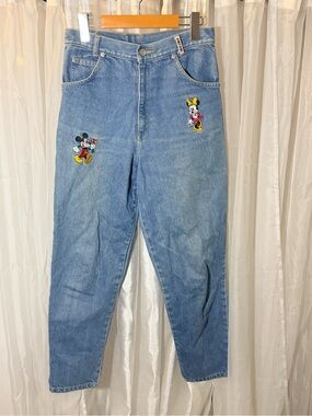 Mickey & Minnie Embroidered High-Waist Blue Jeans vintage